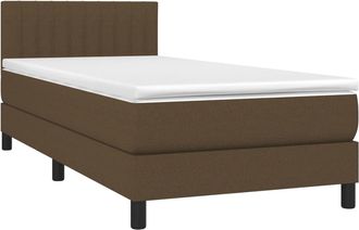 vidaXL Giroletto A Molle Con Materasso Marrone Scuro 90x190cm Tessuto - Vidaxl