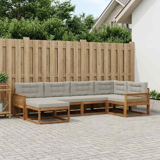 vidaXL Vidaxl Set Di Divani Da Esterno 6 Pz Naturale E Grigio Chiaro