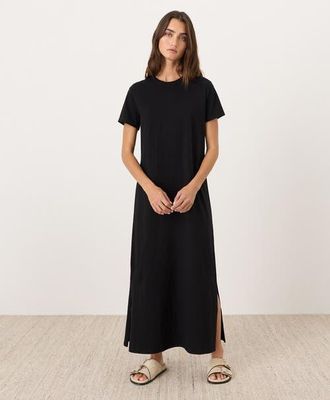 Pact Organic Cotton Soft-Slub Essential Easy Tee Maxi Dress in Black at Nordstrom, Size X-Small
