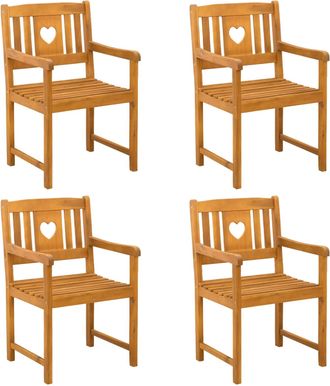 vidaXL Sillas De Jard&iacute;n 4 Uds. Natural Madera De Acacia S&oacute;lida Vidaxl