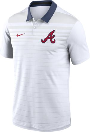 Nike Atlanta Braves Striped Vapor Nike Mens Dri-FIT MLB Polo in White | 00HT022NAW-B1N