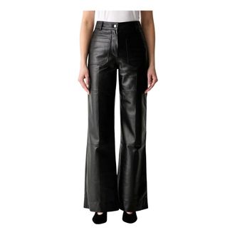 Victoria Beckham Broeken, Dames, Zwart, M, Katoen, Alina Leren Broek