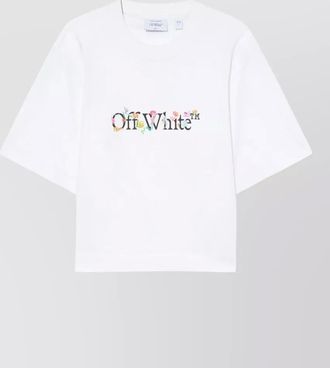 Off-white printed cotton cropped t-shirt
