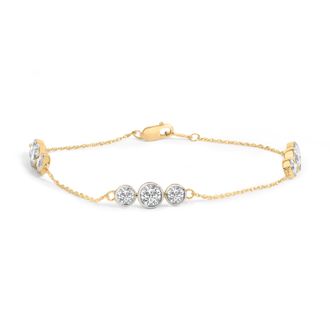 House of Brilliance 10K Yellow Gold Plated.925 Sterling Silver 2.0 Cttw Lab Grown Diamond Bezel Set Station Bracelet