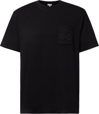 Loewe Mens Pocket Anagram Tonal Logo Relaxed Fit T-Shirt - Black Cotton - Size Small
