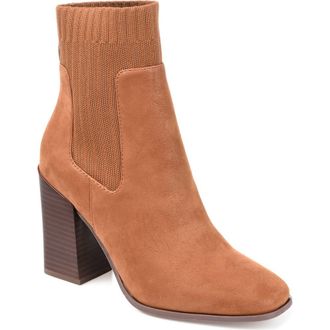 Journee Collection Adalia Block Heel Bootie in Cognac at Nordstrom Rack, Size 11