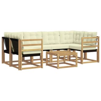 vidaXL Conjunto De Sof&aacute;s De Exterior Con Coj&iacute;n 7 Pcs Blanco Y Crema Vidaxl