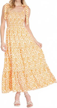 She + Sky Smocked Maxi Dress In Apricot