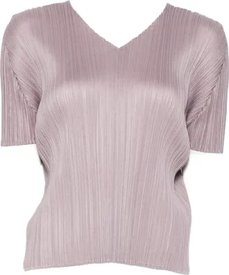 Issey Miyake Pleated V-neck T-shirt