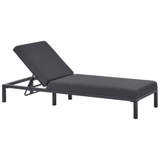 Beliani Tumbona Moderna De Jard&iacute;n Reclinable Estructura De Aluminio Acolchada Gris Grafito Lariano
