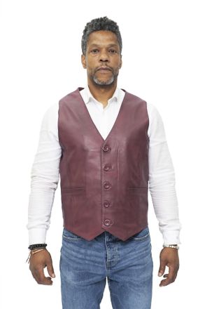 Infinity Leather Mens Classic Waistcoat-Chester - Burgundy - Size X-Small