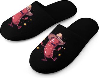 Generic Dancing Sausage Warm Mens Slippers Slip On Soft Fleece House Shoes Winter Indoor Outdoor