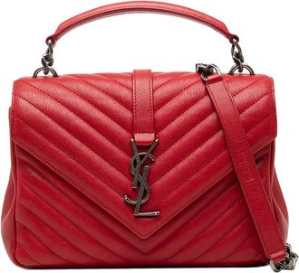 Saint Laurent Pre-owned Saint Laurent Medium Quilted Chevron Sheepskin College Satchel CBIW2P17F6JXQVHL