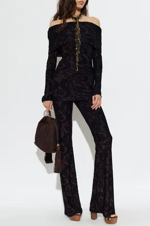 Etro Trousers With Flared Legs, Womens, Burgundy