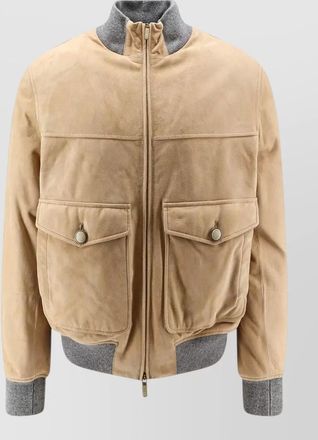 Brunello Cucinelli suede padded bomber jacket
