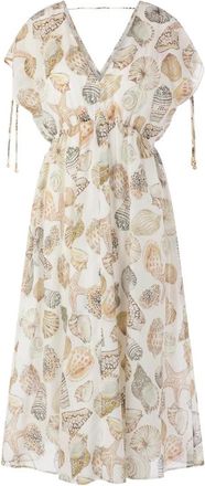 Marc Cain Tailored Midi Jurk - Dames - Casual kleedjes - Veelkleurig - XL - Katoen - Kleedjes
