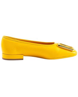 Ferragamo Logo Leather Ballet Flat