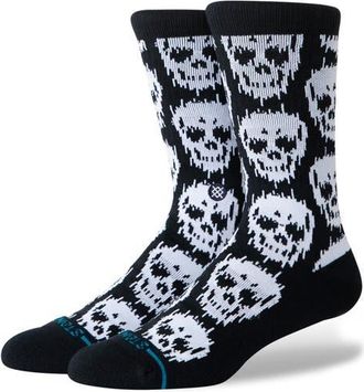 Stance Static Skull Crew Socks in Black at Nordstrom, Size Large