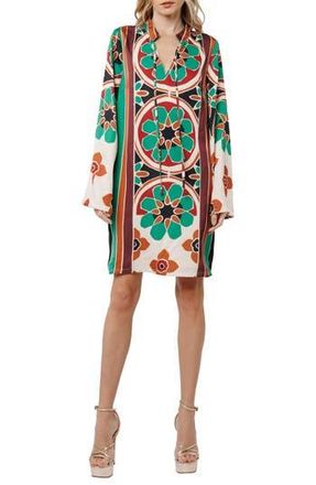 Ciebon Iriza Long Sleeve Shift Dress in Green Multi at Nordstrom Rack, Size X-Small