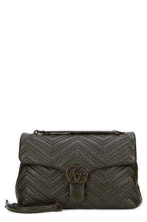 Gucci Green GG Marmont Medium Shoulder Bag