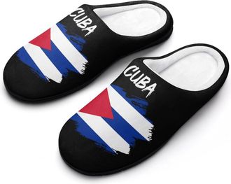 Generic Cuba Cuban Flag Mens House Slippers Memory Foam Washable Cotton Slip on Home Shoes