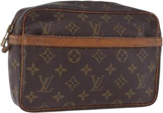 Louis Vuitton Pre-owned Monogram Canvas Clutch - Dames - Vintage Clutch - Bruin - ONE Size - Leer - Vintage