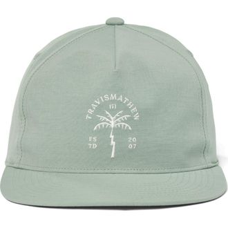 Travis Mathew Finally There Embroidered Snapback Baseball Cap in Jadeite at Nordstrom Rack