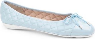 Paul Mayer Attitudes Best Cap Toe Quilted Ballet Flat in Sky Blue Leather at Nordstrom, Size 9