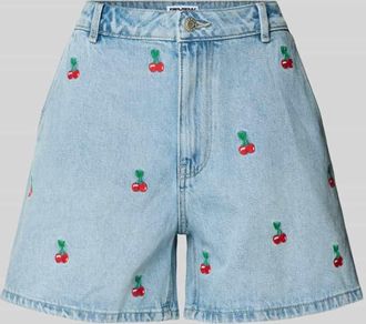 Review Jeansshorts mit Stitchings und Eingrifftaschen in Hellblau, Größe XS