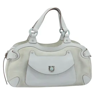 Ferragamo Gancini Suede Blue Suede Handbag (Pre-Owned)