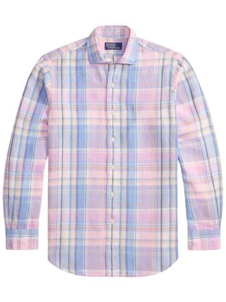 Polo Ralph Lauren Classic Fit Plaid Slub Linen Shirt 710b14315001