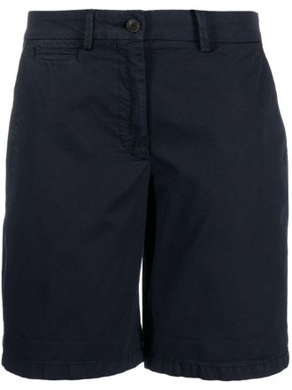 Tommy Hilfiger embroidered-logo cotton-lyocell-blend shorts - women - Lyocell/Cotton/Spandex/Elastane - 32 - Blue