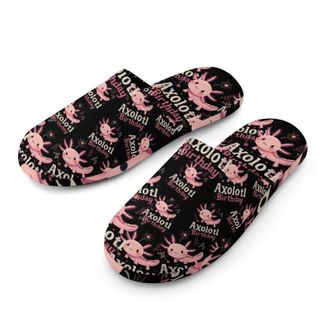 Generic Axolotl Birthday Mens Cozy Memory Foam Slippers Warm Cotton House Shoes Comfy Slipper for Indoor Outdoor