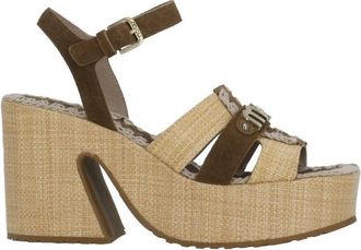Mou Beige Ankle Strap Rafia Sandals