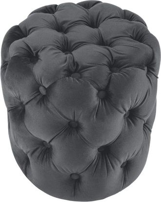 Clp Taburete Reposapies Drancy En Terciopelo Gris oscuro M