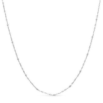 House of Brilliance 14K White Gold 1/2 Cttw Diamond Bezel Station Paperclip Chain Necklace at Nordstrom
