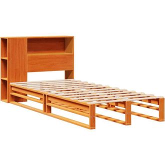 vidaXL Bookcase Bed without Mattress Wax Brown 75x190 cm Small Single Solid Wood Vidaxl