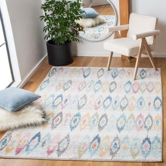 Safavieh Phoenix Machine Made Area rug, Ivory / Blue Bohemian Style Easy Care