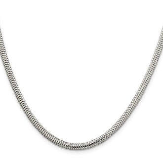Diamond2Deal Sterling Silver 4mm Round Snake Chain Necklace