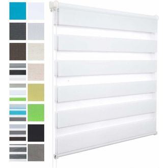 Woltu Estor Enrollable Opaco Doble Para Interiores Sin Taladrar Blanco 120x120 Cm - Woltu