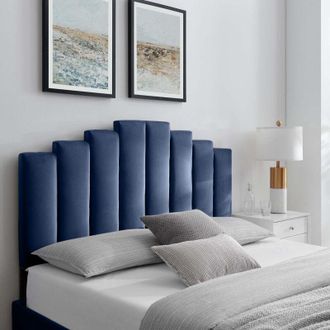Casa cade Blue Plush Double 30 inch Strutted Headboard