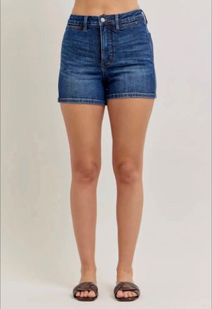 Judy Blue High Waist T. c. Slim Shorts In Medium Blue