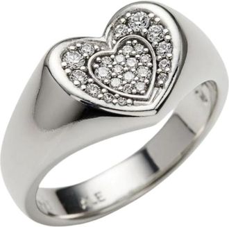 Pandora Radiant Heart Pav&eacute; Signet Ring - Dames - Ringen - Grijs - 52 MM - Accessoires