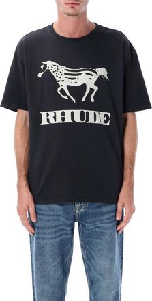 Rhude Black Crewneck Printed T-Shirt