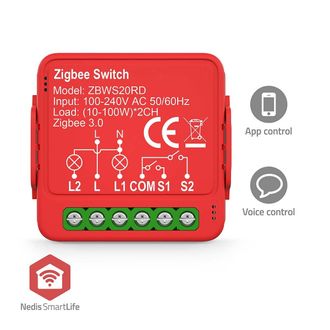 Nedis Interruptor De Alimentacion Smartlife Zigbee 30 2x100w Conexion De Terminales Aplicacion Disponible Para Android Ios