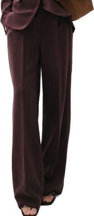 Mango Pleated Mid Rise Wide Leg Pants in Purple at Nordstrom, Size 10