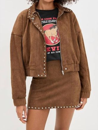 Moon River Cowgirl Crush Studded Jacket In Camel