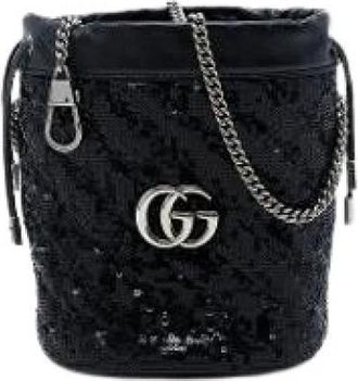 Gucci Pre-owned Quilted Sequin Bucket Bag - Dames - Vintage Tas - Zwart - ONE Size - Leer - Vintage
