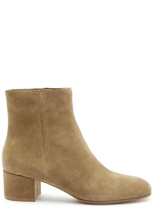 Gianvito Rossi Camoscio Stivale 45 Suede Ankle Boots - Camel - 37 (IT37 / UK4)