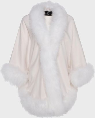 Gorski Cashmere Cape With Toscana Shearling Lamb Trim